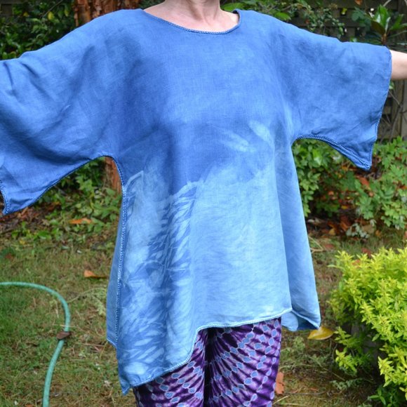 Altogether Lovely BLOUSE- *made entirely-by-hand* - *hand-dyed with indigo* - Picture 2 of 7